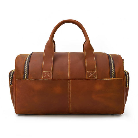 Bridgeport Chestnut Leather 16" Overnighter Bag