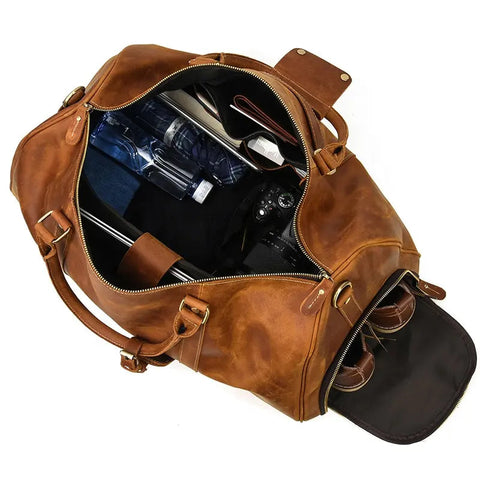 Kamino Leather Duffle Bag With Shoe Compartment